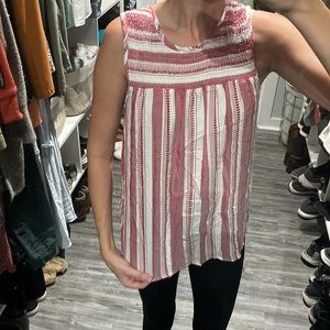 Faded red and white stripe blouse